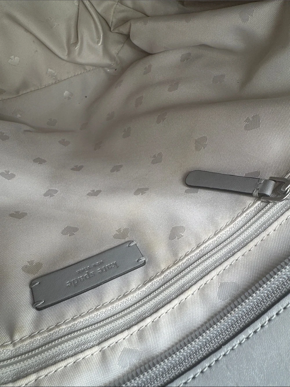 kate spade Kerri Medium Zip Tote Gray Smooth Leather